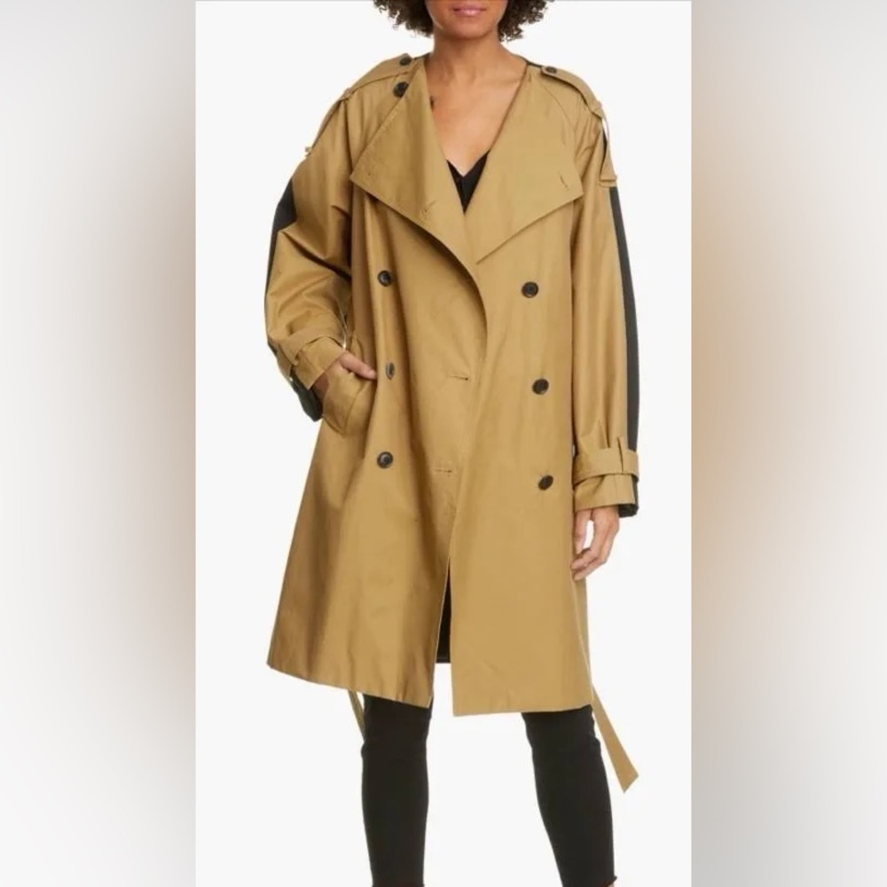 Tan Trench Coat with Black Accents - Women